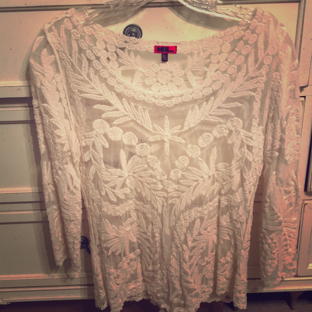 Cream mesh lacy top